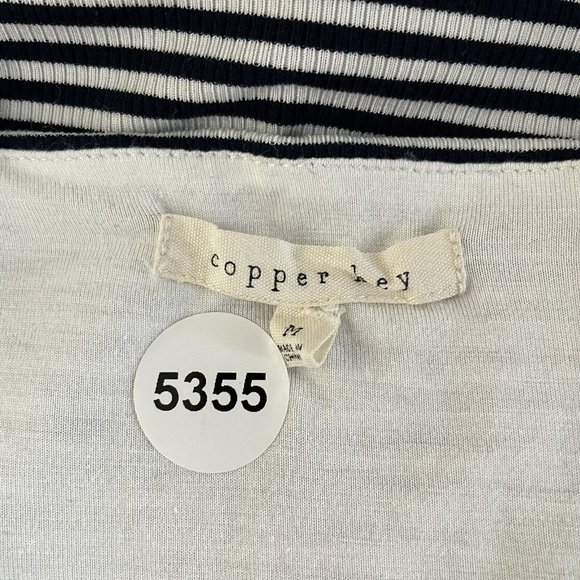 Copper Key Black White Striped Ribbed Knit Summer Mini A-Line Dress M Medium - Picture 8 of 8